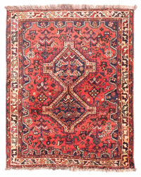 Alfombra persa - Nómada - 140 x 115 cm - rojo oscuro
