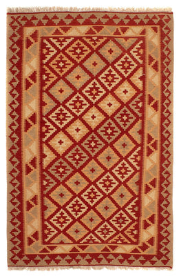 Alfombra Kelim - Oriental - 212 x 145 cm - rojo oscuro