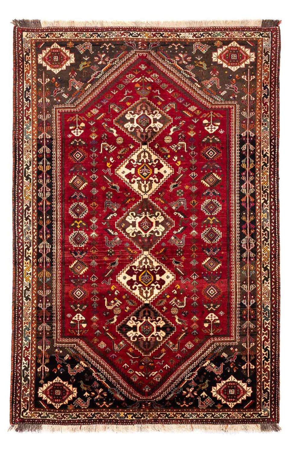 Alfombra persa - Nómada - 270 x 175 cm - rojo oscuro