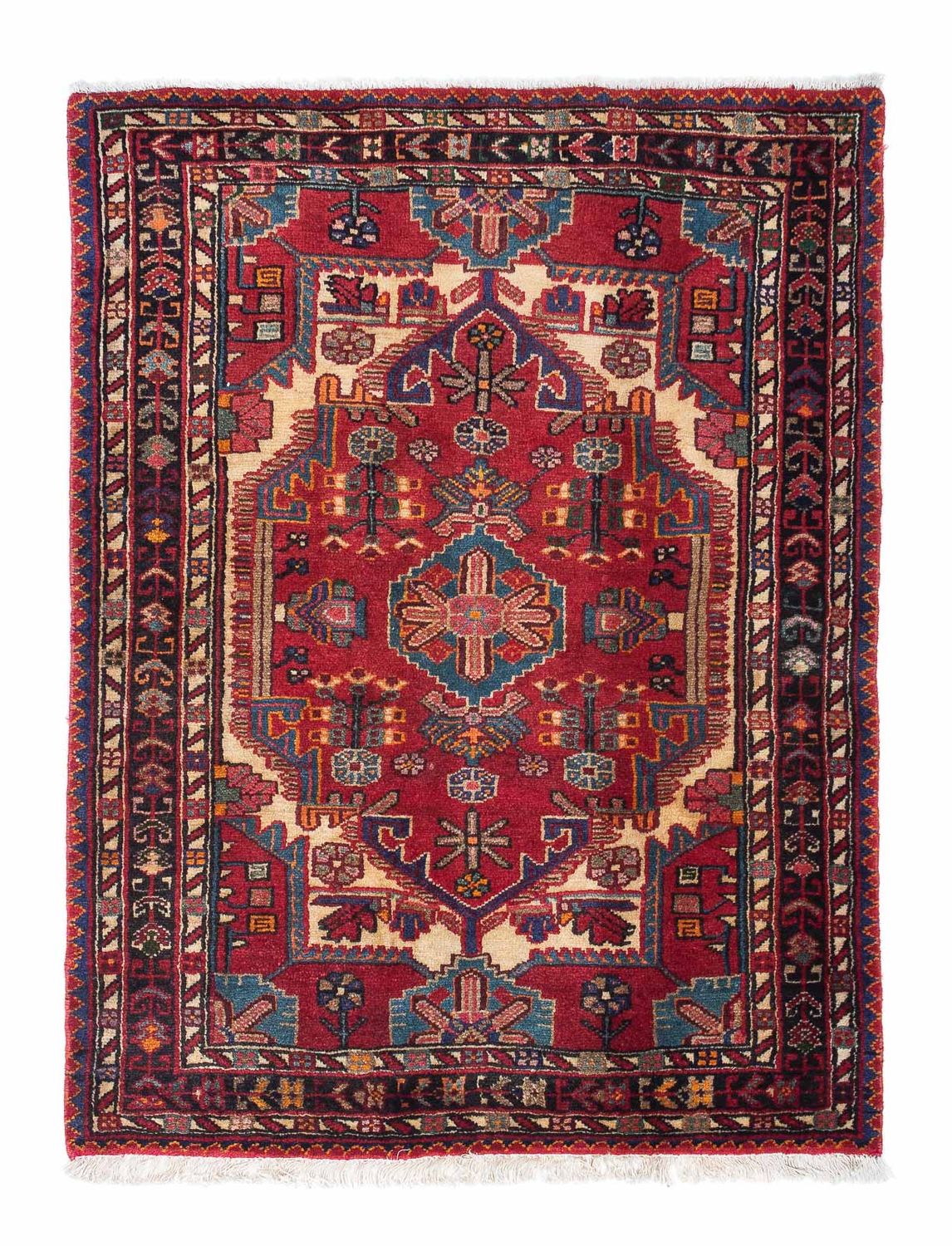 Alfombra persa - Nómada - 125 x 93 cm - rojo oscuro
