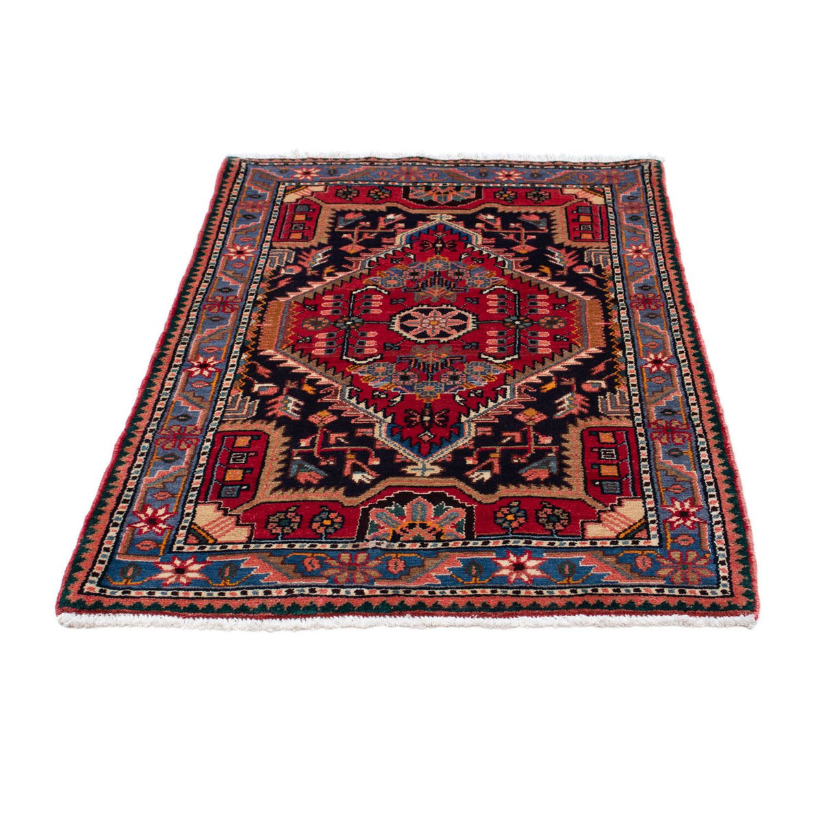 Alfombra persa - Nómada - 136 x 89 cm - azul oscuro