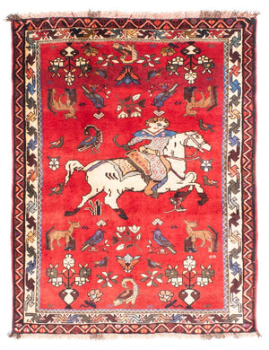Alfombra persa - Nómada - 158 x 123 cm - rojo oscuro