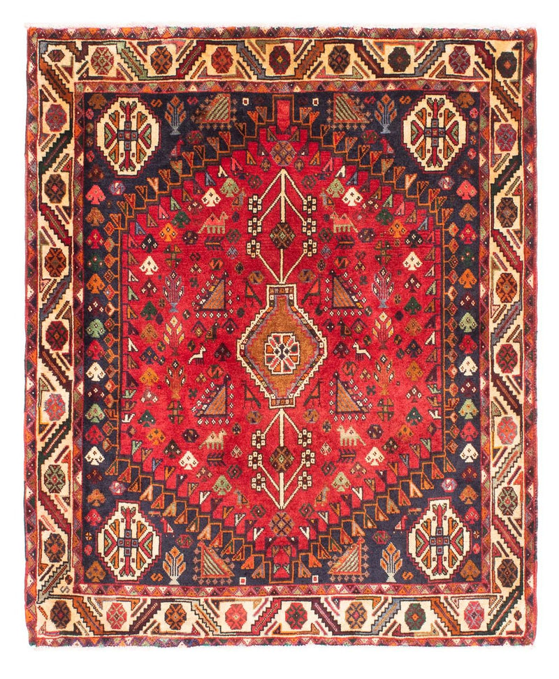 Alfombra persa - Nómada - 162 x 130 cm - rojo oscuro