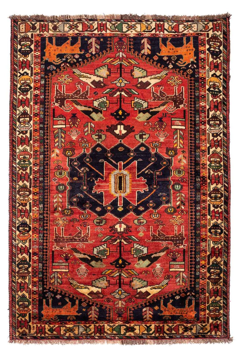 Alfombra persa - Nómada - 265 x 182 cm - rojo oscuro