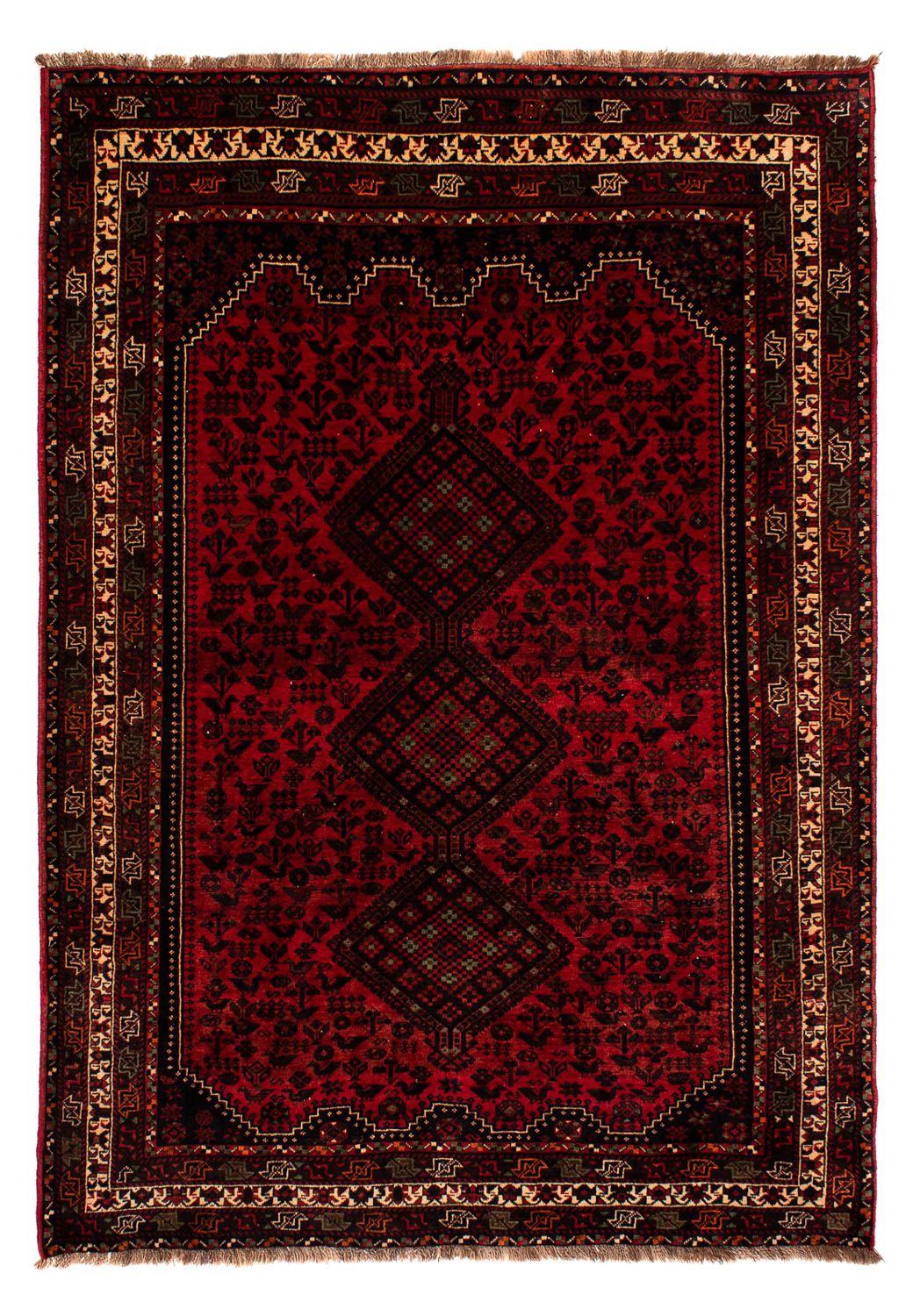 Alfombra persa - Nómada - 295 x 200 cm - rojo oscuro