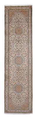 Alfombra de pasillo Alfombra de seda - Seda de Cachemira - 316 x 81 cm - beige