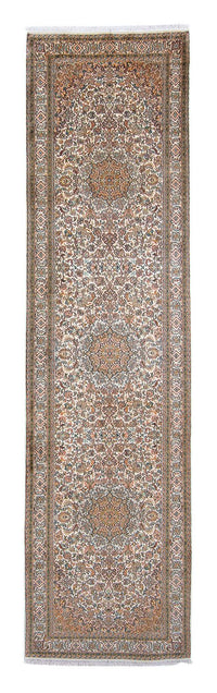 Alfombra de pasillo Alfombra de seda - Seda de Cachemira - 316 x 81 cm - beige