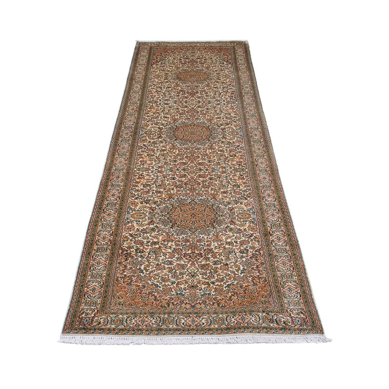 Alfombra de pasillo Alfombra de seda - Seda de Cachemira - 316 x 81 cm - beige