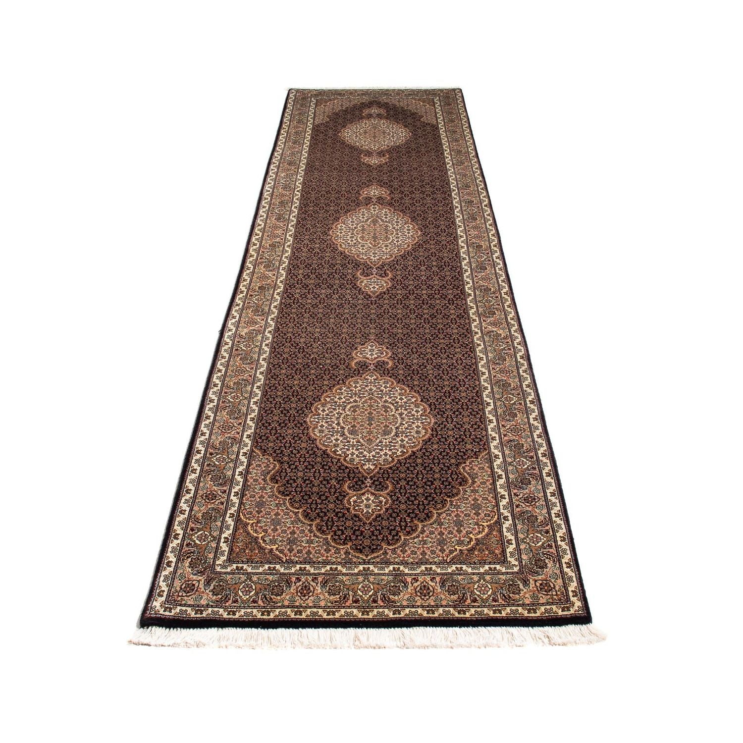 Alfombra de pasillo Alfombra persa - Tabriz - 302 x 82 cm - azul oscuro