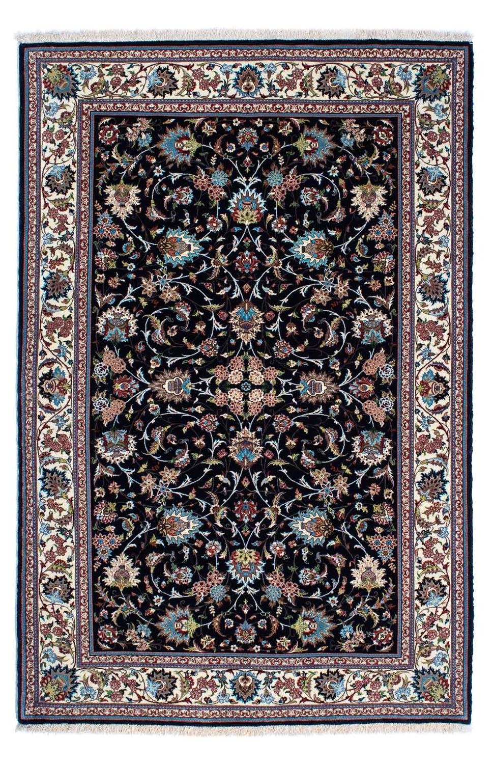 Alfombra persa - Ghom - 210 x 140 cm - azul oscuro