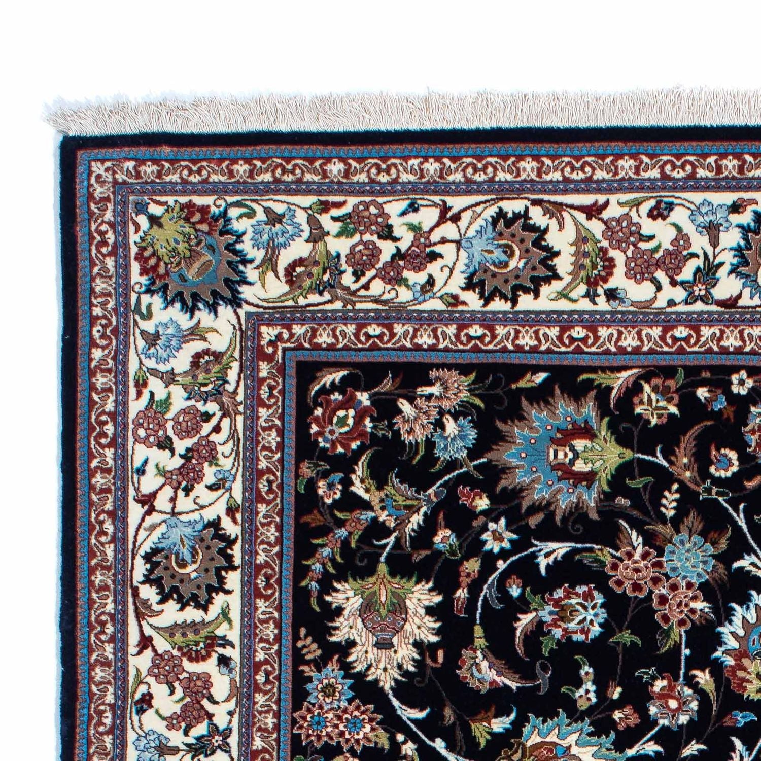 Alfombra persa - Ghom - 210 x 140 cm - azul oscuro