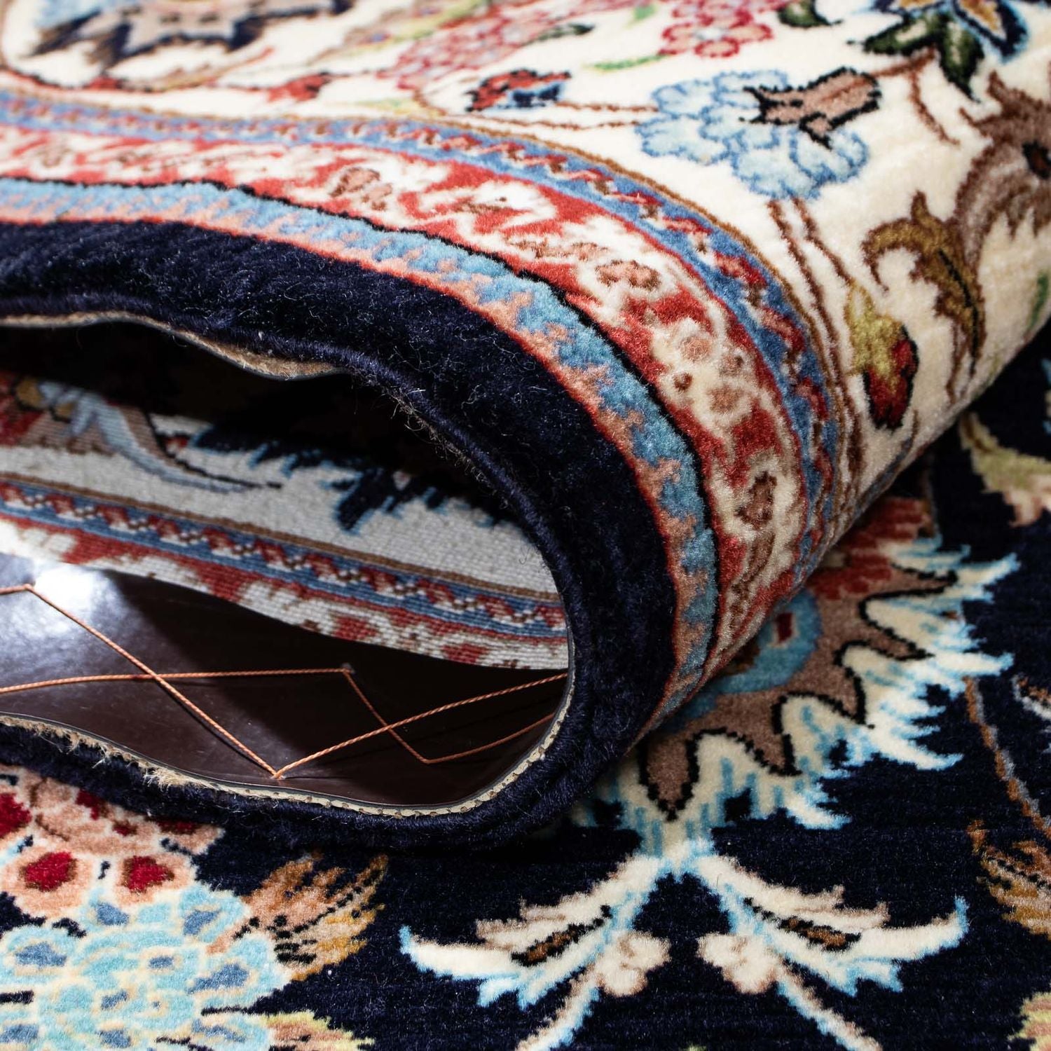 Alfombra persa - Ghom - 210 x 140 cm - azul oscuro