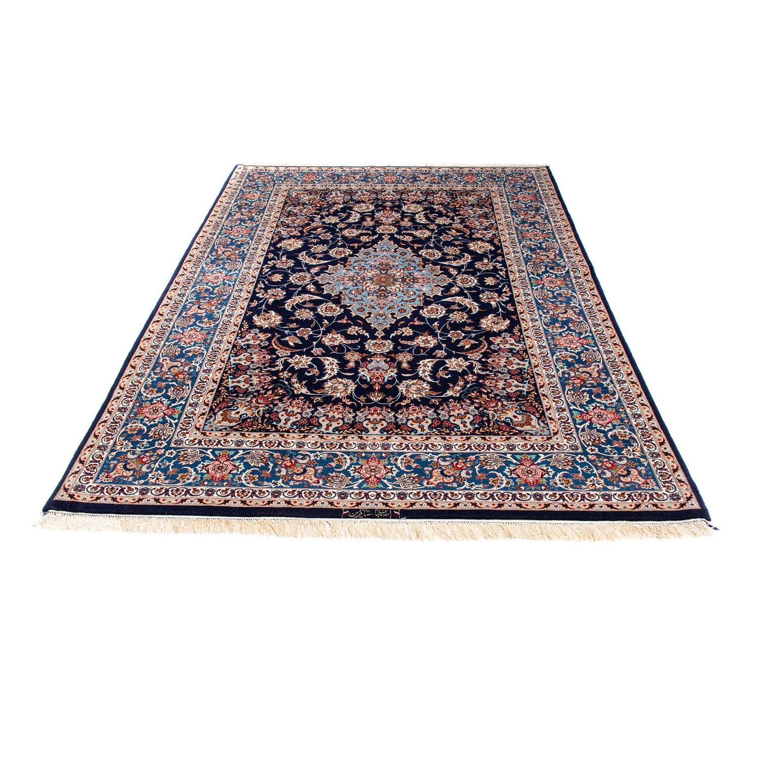 Alfombra Persa - Isfahan - Prima - 218 x 145 cm - azul oscuro