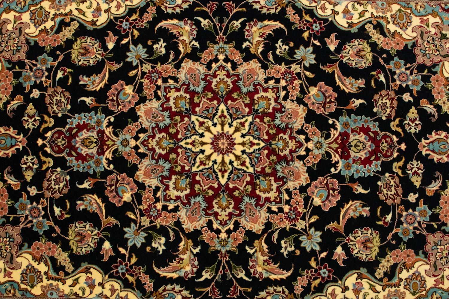 Alfombra persa - Ghom - 157 x 105 cm - negro