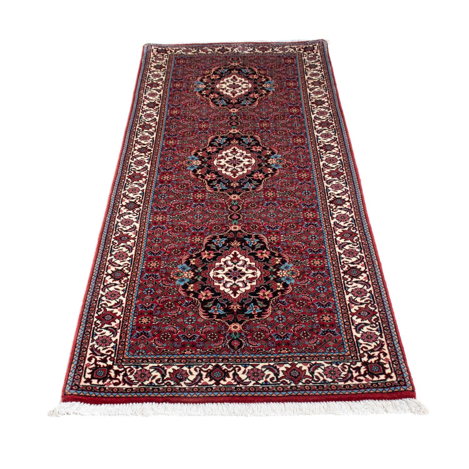 Alfombra de pasillo Alfombra persa - Bidjar - 205 x 74 cm - rojo oscuro