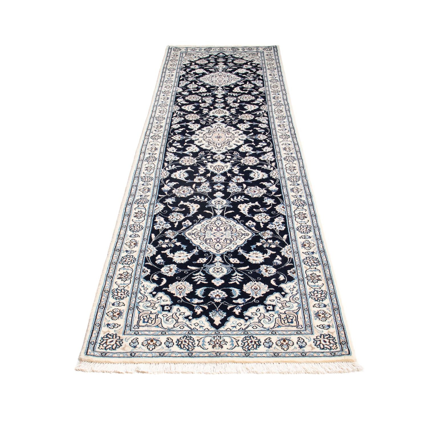 Alfombra de pasillo Alfombra Persa - Nain - Real - 295 x 78 cm - azul oscuro