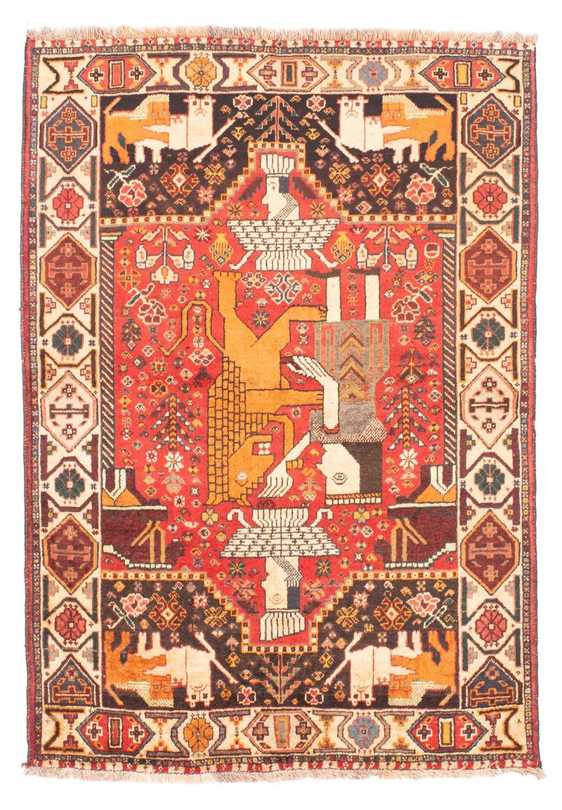 Alfombra persa - Nómada - 155 x 108 cm - rojo oscuro
