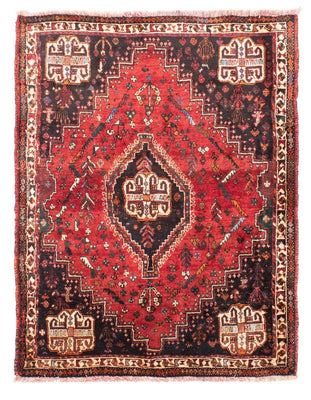 Alfombra persa - Nómada - 162 x 117 cm - rojo oscuro