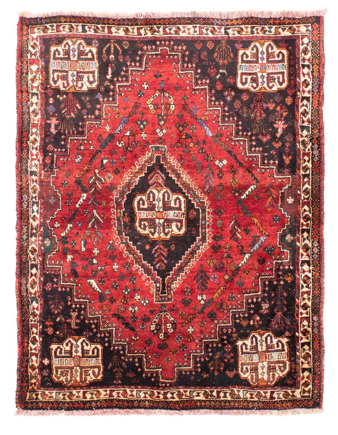 Alfombra persa - Nómada - 162 x 117 cm - rojo oscuro