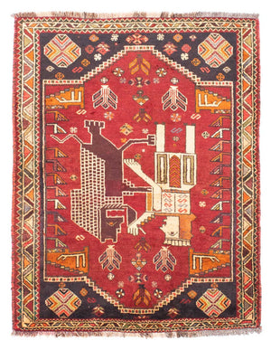Alfombra persa - Nómada - 167 x 120 cm - rojo oscuro