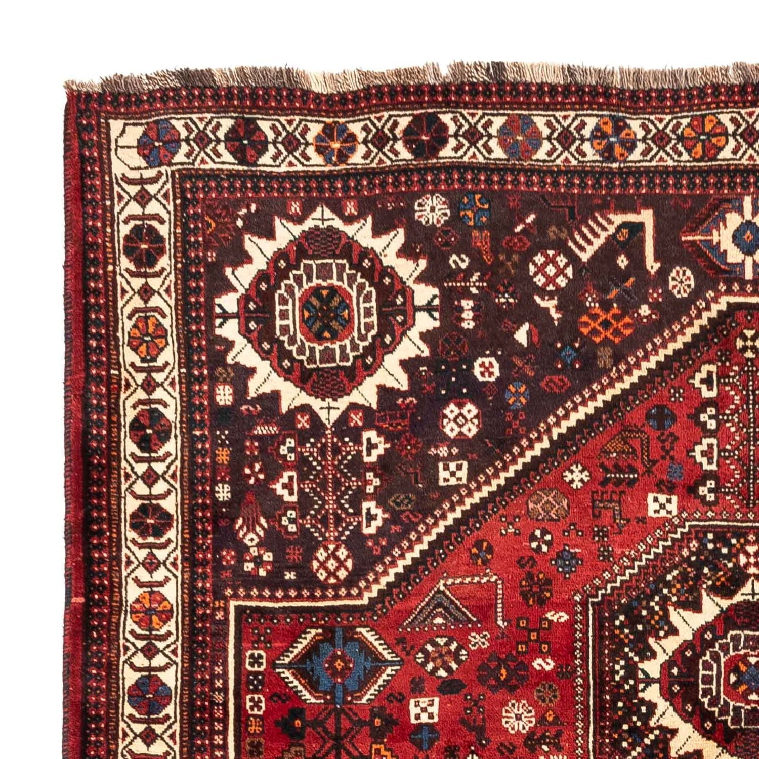 Alfombra persa - Nómada - 244 x 183 cm - rojo oscuro