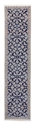 Alfombra de pasillo Alfombra Persa - Nain - Real - 367 x 75 cm - azul oscuro