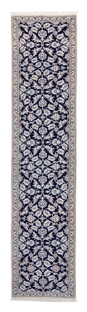 Alfombra de pasillo Alfombra Persa - Nain - Real - 367 x 75 cm - azul oscuro