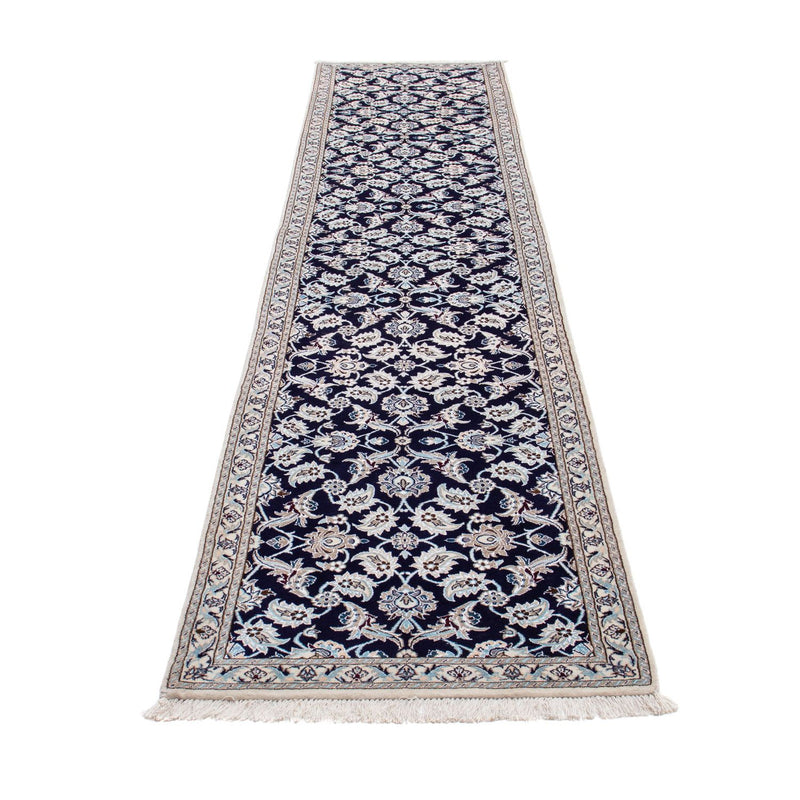 Alfombra de pasillo Alfombra Persa - Nain - Real - 367 x 75 cm - azul oscuro