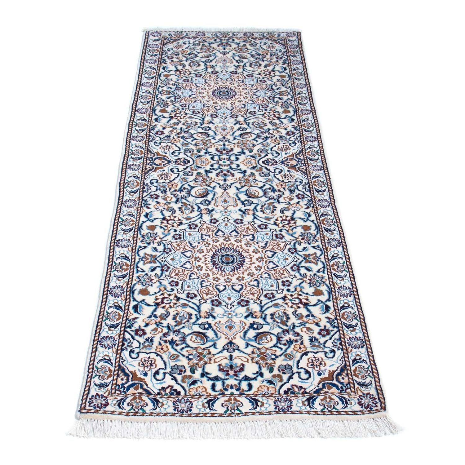 Alfombra de pasillo Alfombra Persa - Nain - Real - 196 x 59 cm - beige