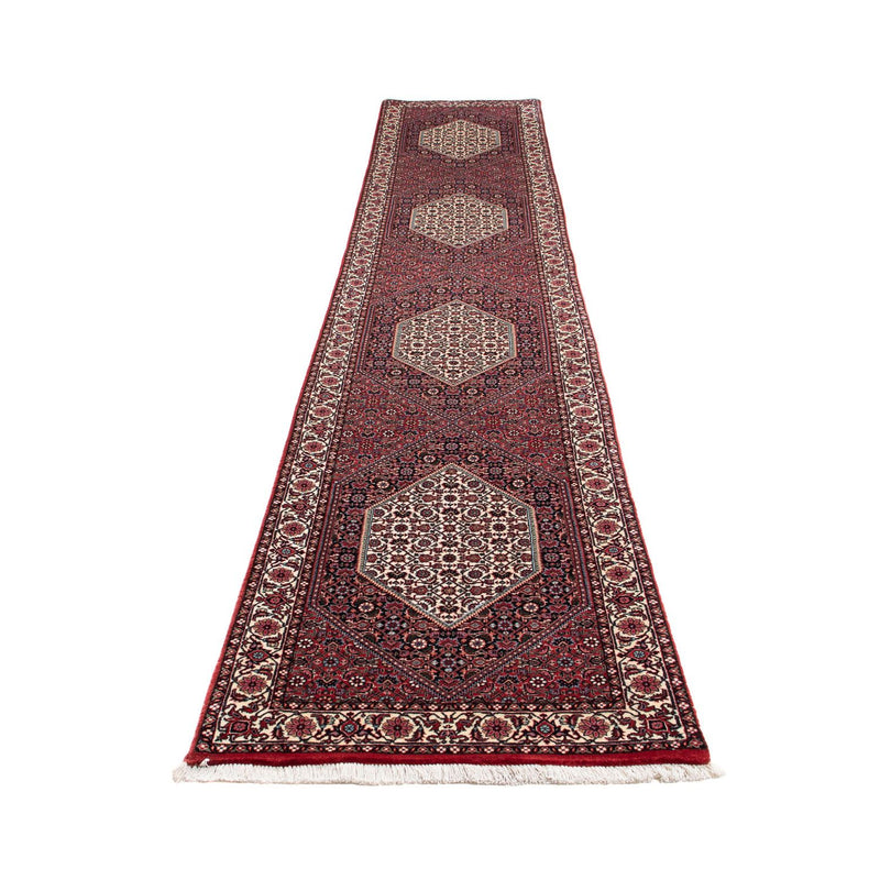 Alfombra de pasillo Alfombra persa - Bidjar - 415 x 78 cm - rojo oscuro