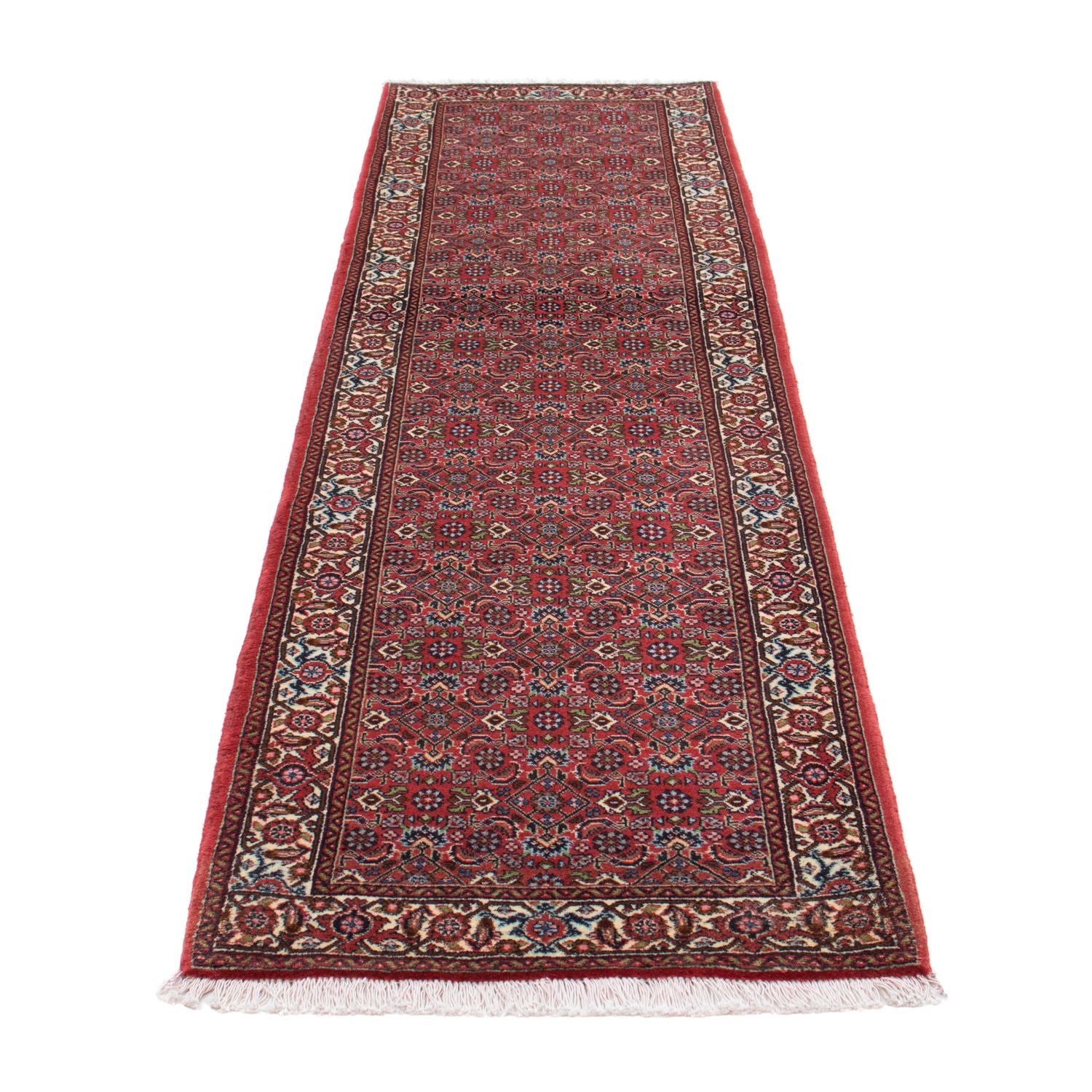 Alfombra de pasillo Alfombra persa - Bidjar - 243 x 68 cm - rojo claro