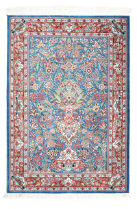 Alfombra persa - Ghom - 119 x 81 cm - azul claro