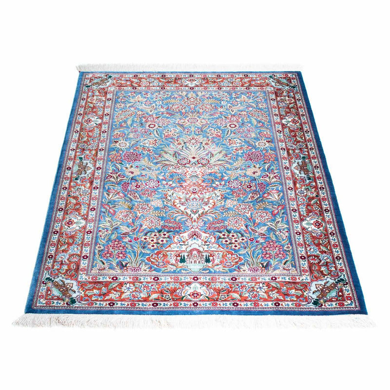 Alfombra persa - Ghom - 119 x 81 cm - azul claro