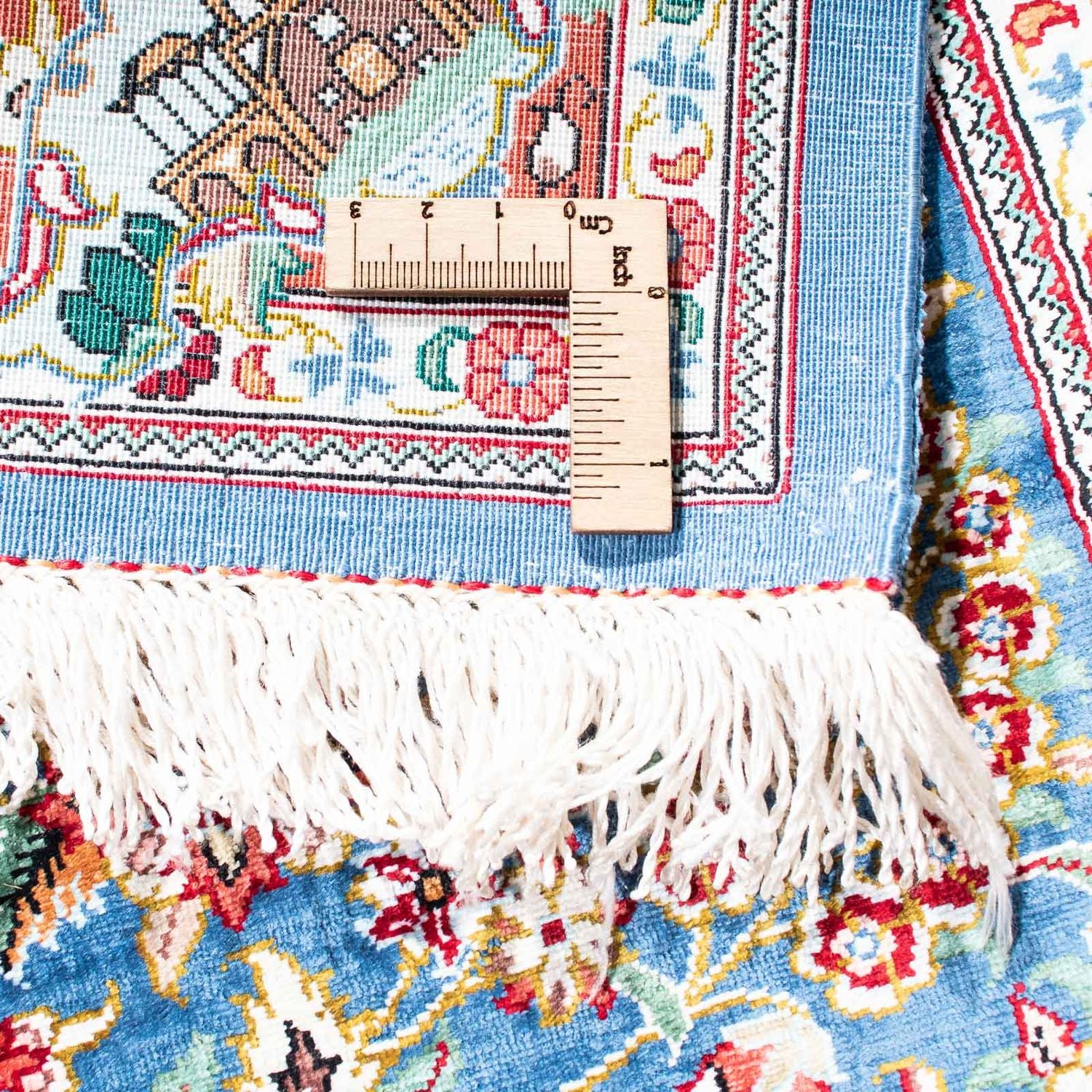 Alfombra persa - Ghom - 119 x 81 cm - azul claro