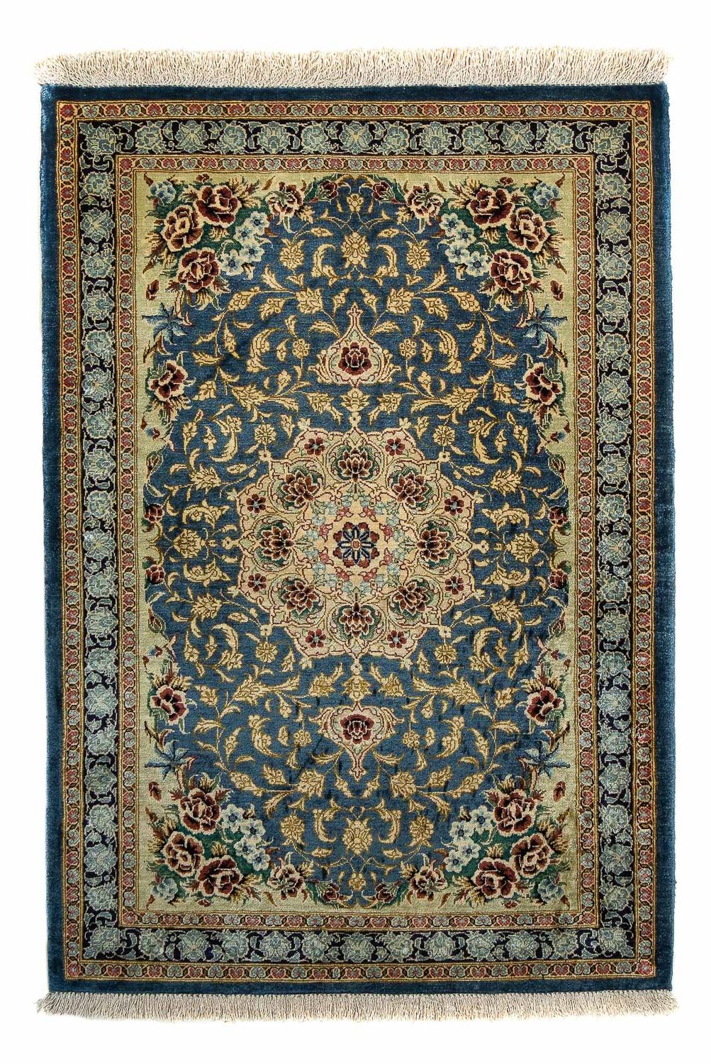 Alfombra persa - Ghom - 86 x 58 cm - azul