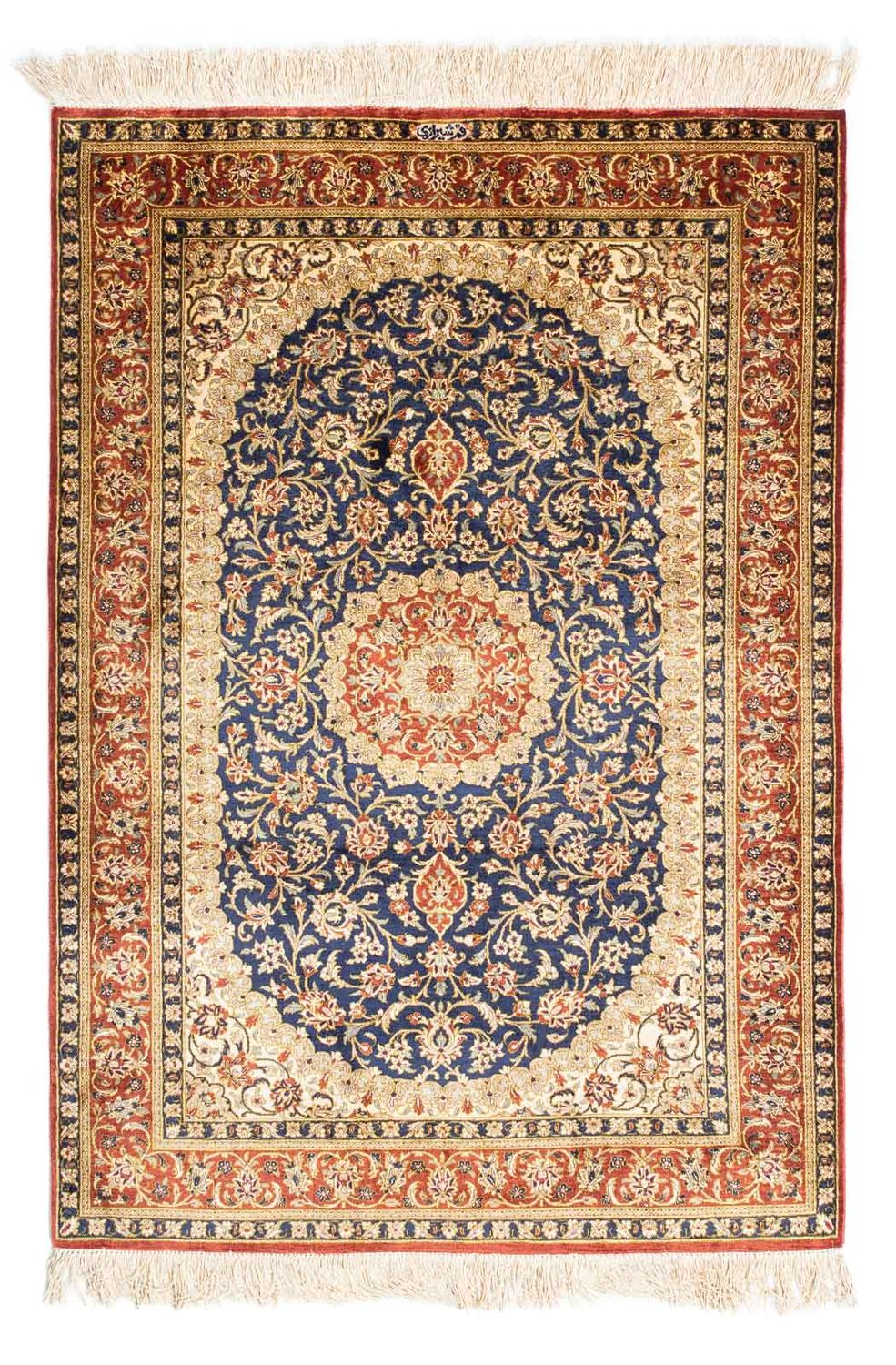 Alfombra persa - Ghom - 116 x 78 cm - marrón claro