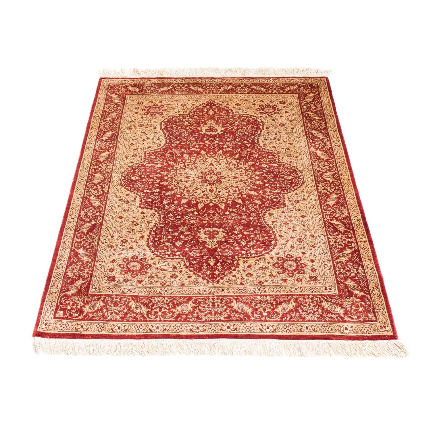 Alfombra oriental - Hereke - 122 x 69 cm - rojo oscuro