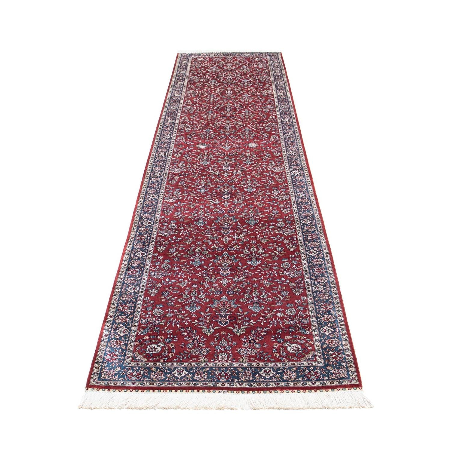 Alfombra de pasillo Alfombra oriental - Hereke - 369 x 78 cm - rojo oscuro