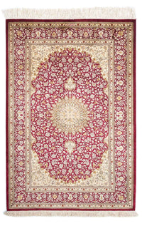 Alfombra oriental - Hereke - 122 x 76 cm - rojo oscuro