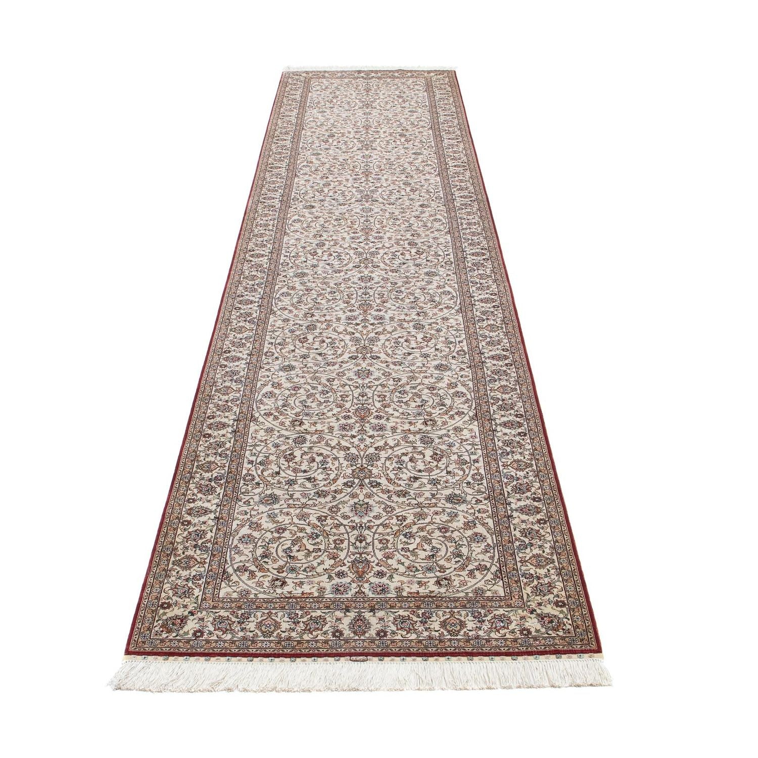Alfombra de pasillo Alfombra oriental - Hereke - 368 x 78 cm - rojo oscuro