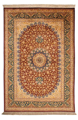 Alfombra de seda - Seda china - 198 x 137 cm - multicolor