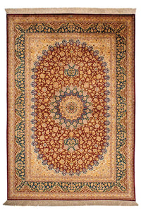 Alfombra de seda - Seda china - 198 x 137 cm - multicolor
