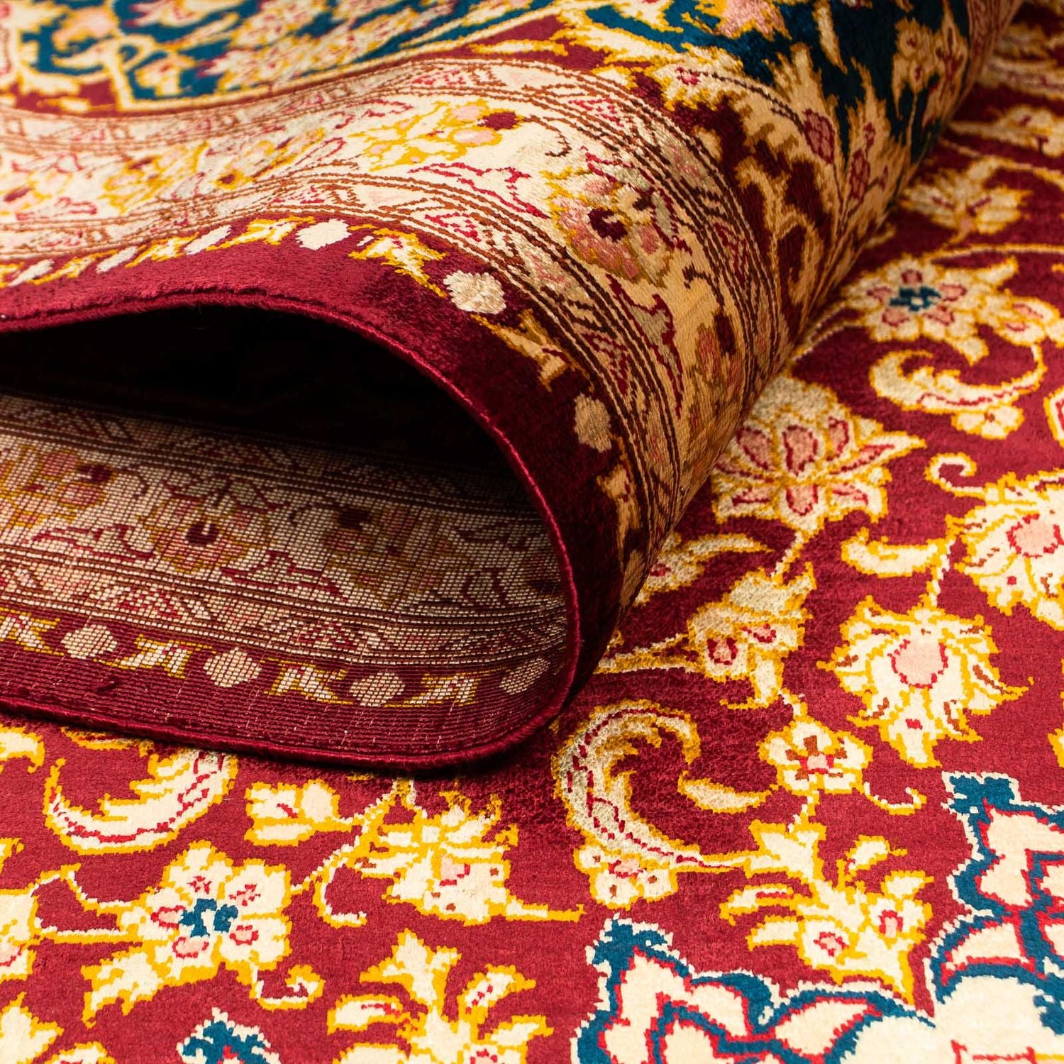 Alfombra de seda - Seda china - 198 x 137 cm - multicolor