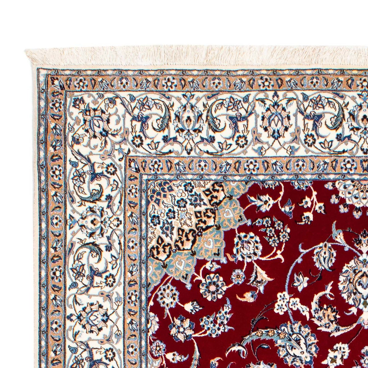 Alfombra Persa - Nain - Prima - 242 x 158 cm - rojo oscuro