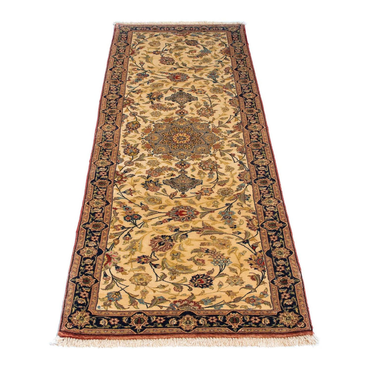 Alfombra de pasillo Alfombra persa - Ghom - 193 x 57 cm - beige