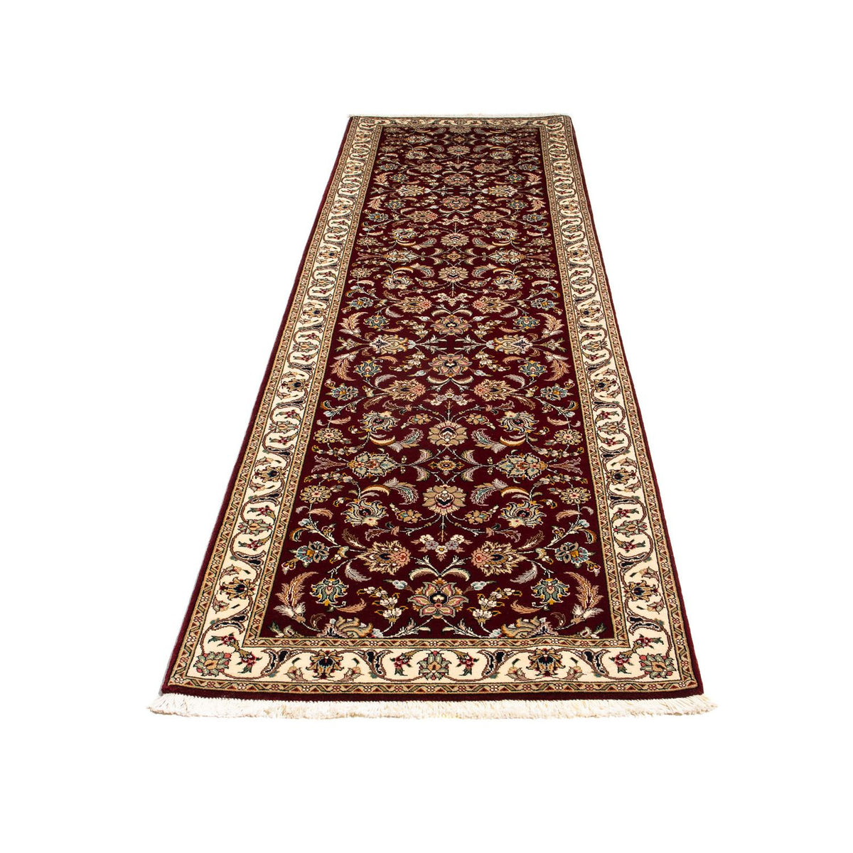 Alfombra de pasillo Alfombra Persa - Tabriz - Real - 317 x 88 cm - rojo oscuro