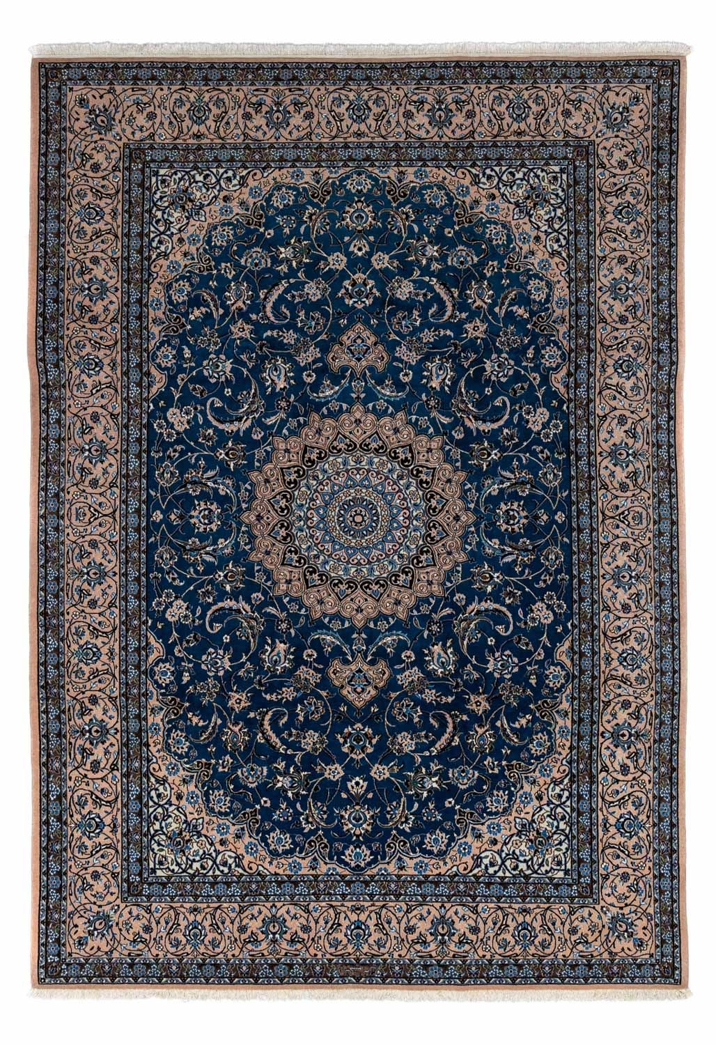 Alfombra Persa - Nain - Real - 348 x 245 cm - azul oscuro