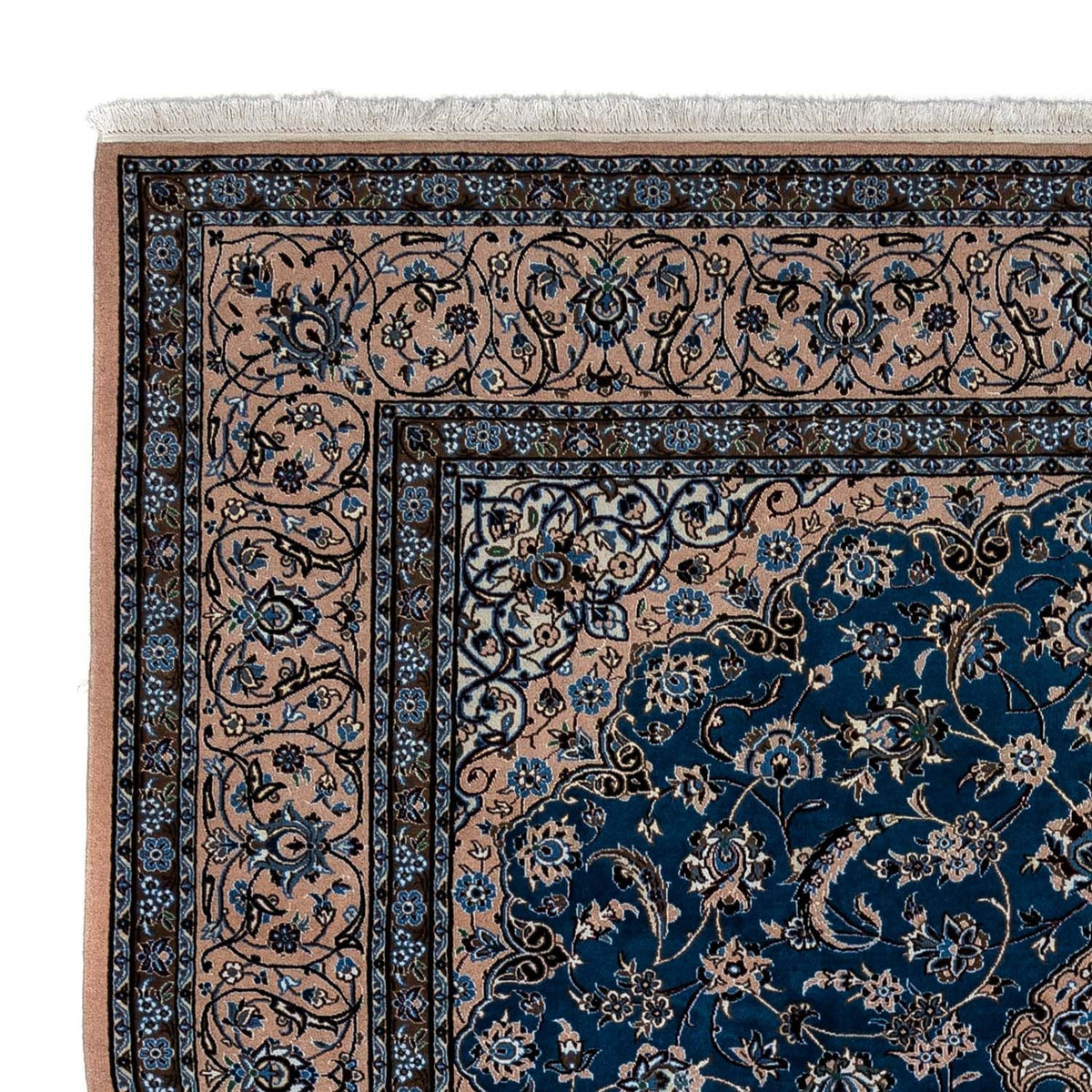 Alfombra Persa - Nain - Real - 348 x 245 cm - azul oscuro