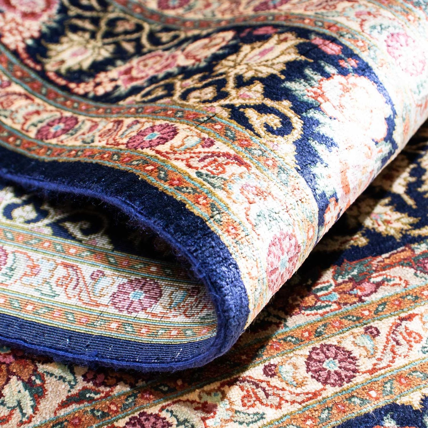 Alfombra persa - Ghom - 120 x 79 cm - azul oscuro
