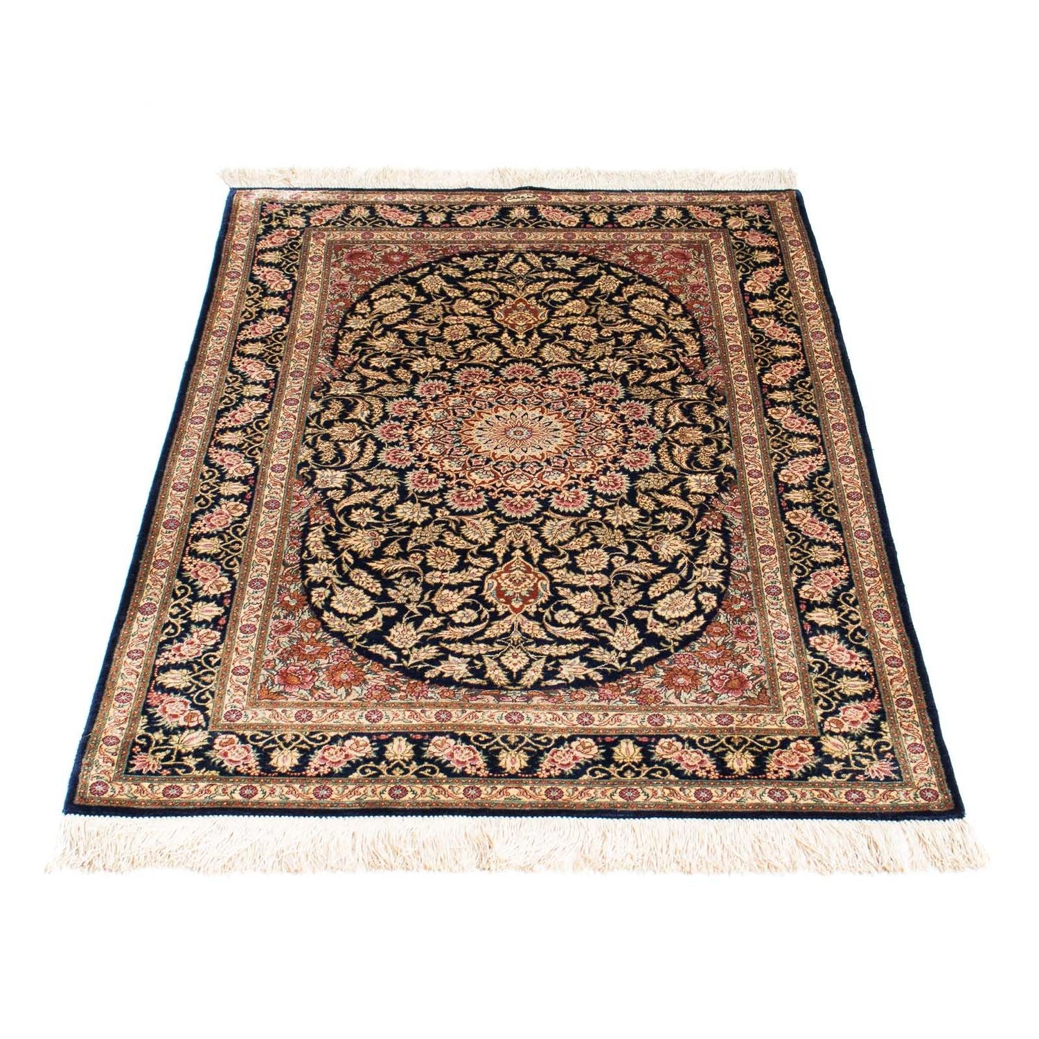 Alfombra persa - Ghom - 120 x 79 cm - azul oscuro
